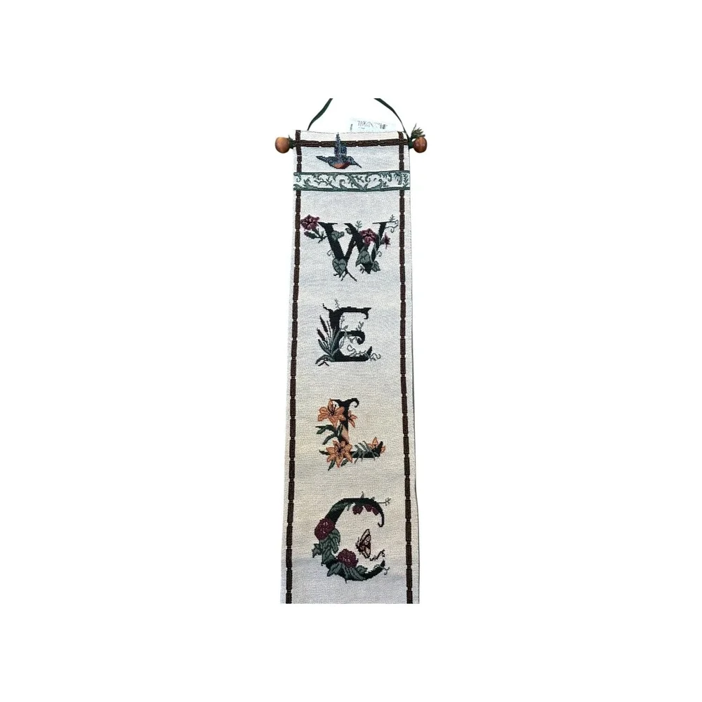 Manual Woodworkers Weavers‎ Welcome Banner Tapestry Wall Hanging Bird Floral